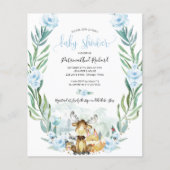 Adembenemende bos-babyshower budgetuitnodigingen (Voorkant)