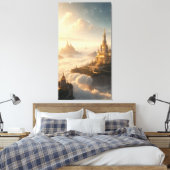 Adembenemende fantasiestad zweeft boven de wolk canvas afdruk (Insitu (Slaapkamer))