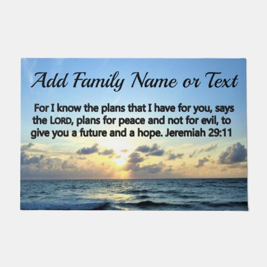 ADEMBENEMENDE GEPERSONALISEERDE JEREMIA 29:11 ZONS DEURMAT (Voorkant)