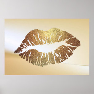 Adembenemende Glitterende Lippen, Kus Poster