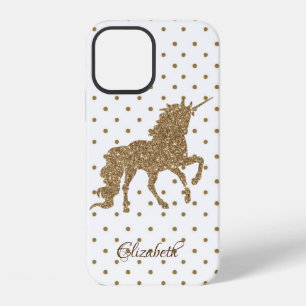 Adembenemende gouden glitter eenhoorn met polka st iPhone 12 hoesje
