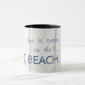 Adembenemende houtstructuur, zeester, strand mok (Midden)