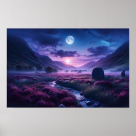 Adembenemende Indigo Schemering Hoogland Maanverli Poster