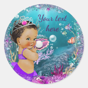 Adembenemende Kleine Zeemeermin Baby Shower Sticke Ronde Sticker
