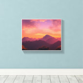 Adembenemende Mountain Sunset Canvas Afdruk (Insitu (Houten vloer))