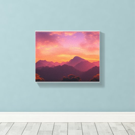 Adembenemende Mountain Sunset Canvas Afdruk (Insitu (Houten vloer))