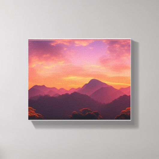 Adembenemende Mountain Sunset Canvas Afdruk (Voorkant)