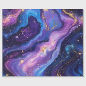 Adembenemende Paarse Blue Magenta Gold Galaxy Cadeaupapier (Vlak)