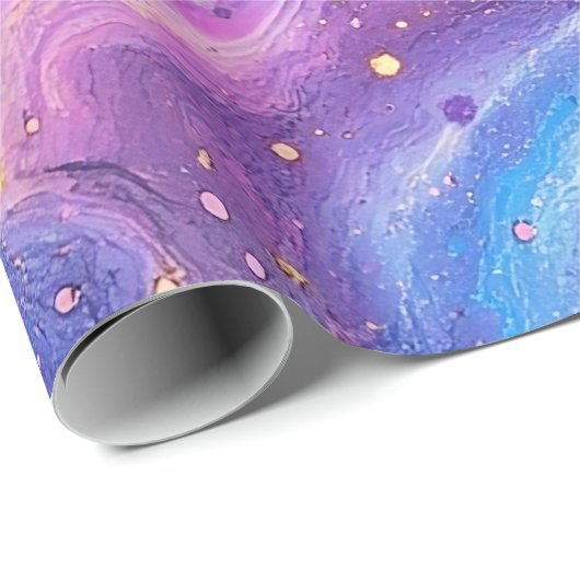 Adembenemende Paarse Blue Magenta Gold Galaxy Cadeaupapier (Rol Hoek)