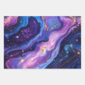 Adembenemende Paarse Blue Magenta Gold Galaxy Inpakpapier Vel (Voorkant 3)