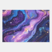 Adembenemende Paarse Blue Magenta Gold Galaxy Inpakpapier Vel (Voorkant)