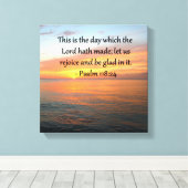ADEMBENEMENDE PSALM 118:24 ZONSOPGANG FOTO CANVAS AFDRUK (Insitu (Houten vloer))