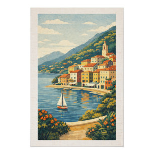 Adembenemende Rivièra Zeezijde Retro Reisposter Perfect Poster