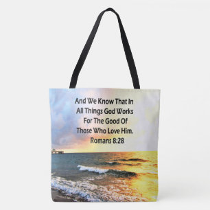 ADEMBENEMENDE ROMEINEN 8:28 SCHRIFT FOTO TOTE BAG