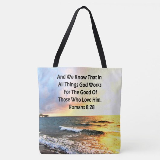 ADEMBENEMENDE ROMEINEN 8:28 SCHRIFT FOTO TOTE BAG (Voorkant)