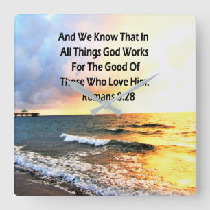ADEMBENEMENDE ROMEINEN 8:28 SCHRIFT FOTO VIERKANTE KLOK