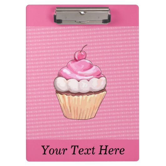 Adembenemende Roze Cupcake met Kersen Klembord (Voorkant)