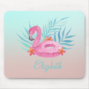 Adembenemende Roze Flamingo Palmbladeren Glas Onde Muismat