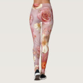 Adembenemende roze rozen leggings (Achterkant)