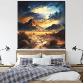 Adembenemende schoonheid van de woestijn en bergen canvas afdruk (Insitu (Slaapkamer))