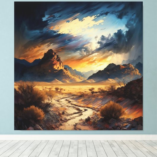 Adembenemende schoonheid van de woestijn en bergen canvas afdruk (Insitu (Houten vloer))