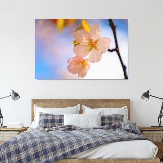 Adembenemende schoonheid van Sakura Flowers in het Canvas Afdruk (Insitu (Slaapkamer))