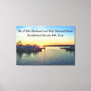 ADEMBENEMENDE SUNSET MARINA GEPERSONALISEERDE BRUI CANVAS AFDRUK