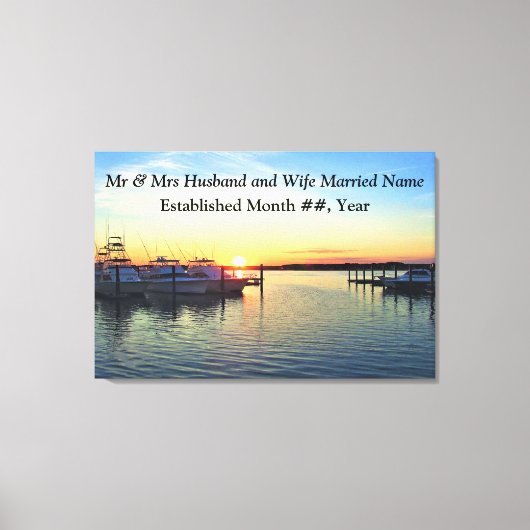 ADEMBENEMENDE SUNSET MARINA GEPERSONALISEERDE BRUI CANVAS AFDRUK (Voorkant)