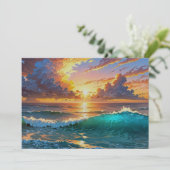 Adembenemende Sunset Sunrise Ocean Waves Beach Uit Feestdagenkaart (Staand voorkant)
