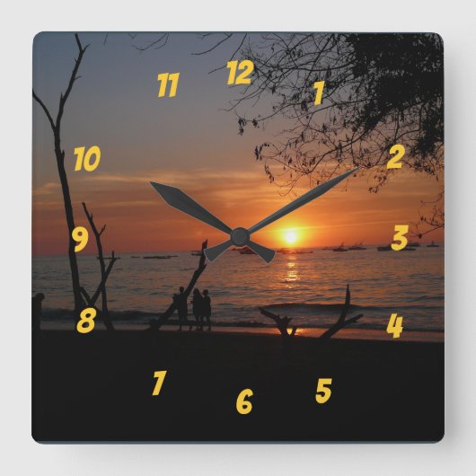 Adembenemende Tamarindo Sunset Vierkante Klok (Voorkant)