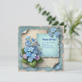 Adembenemende vrolijke lente vergeet me niet bloem feestdagenkaart (Staand voorkant)
