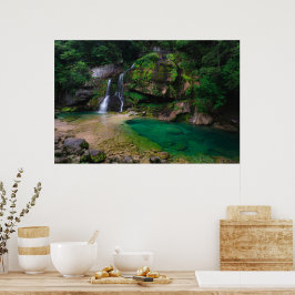 Adembenemende waterval Virje, Slovenië Poster