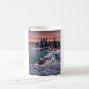 Adembenemende winterluchtfoto van de skyline van C Koffiemok