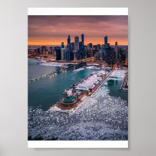 Adembenemende winterluchtfoto van de skyline van C Poster
