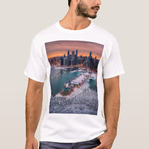 Adembenemende winterluchtfoto van de skyline van C T-shirt