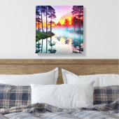 Adembenemende zonsondergang boven Forest River Canvas Afdruk (Insitu (Slaapkamer))