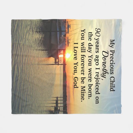 ADEMBENEMENDE ZONSOPGANG 90E VERJAARDAG GEPERSONAL FLEECE DEKEN (Voorkant (Horizontaal))