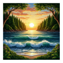 Adembenemende zonsopgang boven oceaangolven