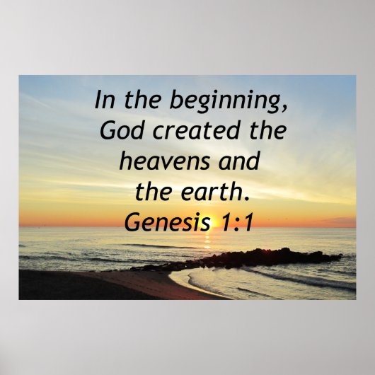 ADEMBENEMENDE ZONSOPGANG OP DE OCEAAN GENESIS 1:1 POSTER (Voorkant)