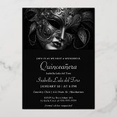 Ademhalend Masquerade Birthday Folie Uitnodiging (Voorkant)