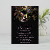 Ademhalend Masquerade Birthday Folie Uitnodiging (Staand Voorkant)