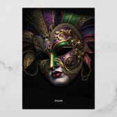 Ademhalend Masquerade Birthday Folie Uitnodiging (Achterkant)