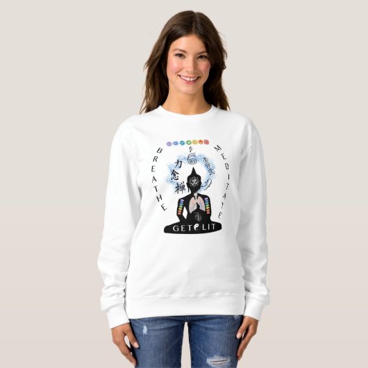 Ademhaling en Meditaat Lit Sweatshirt White (Voorkant volledig)