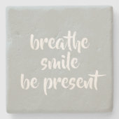 Ademhalingsglimlach Grijze Cadeau bevestiging cita Stenen Onderzetter (Voorkant)