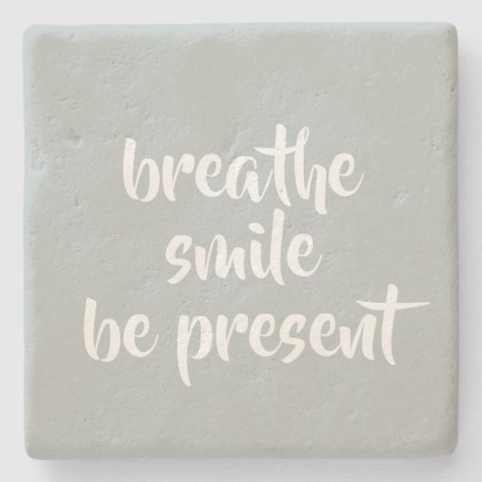 Ademhalingsglimlach Grijze Cadeau bevestiging cita Stenen Onderzetter (Voorkant)