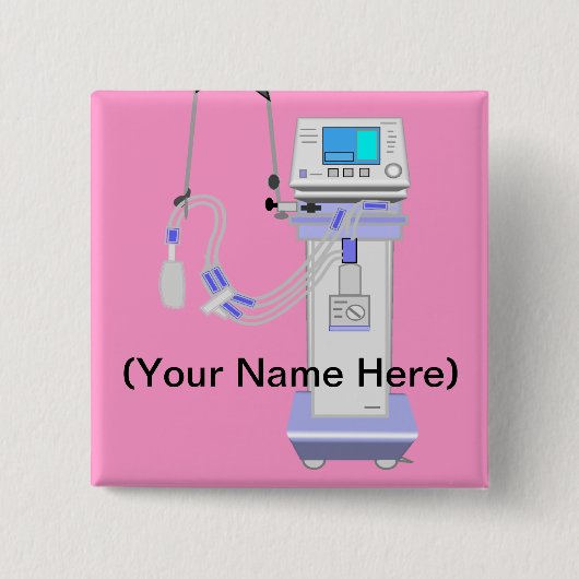 Ademhalingsstelsel-, borstkas- en mediastinumaando vierkante button 5,1 cm (Voorkant)