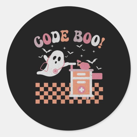 Ademhalingstherapeut Halloween Code Boo Spooky Re Ronde Sticker (Voorkant)