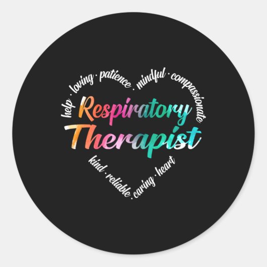 Ademhalingstherapeut HE Word Cloud Waterverf RAI Ronde Sticker (Voorkant)
