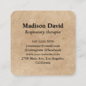 Ademhalingstherapeut longmonoloog Minimale longen Vierkante Visitekaartje (Achterkant)