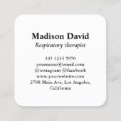 Ademhalingstherapeut longmonoloog Minimale longen Vierkante Visitekaartje (Achterkant)
